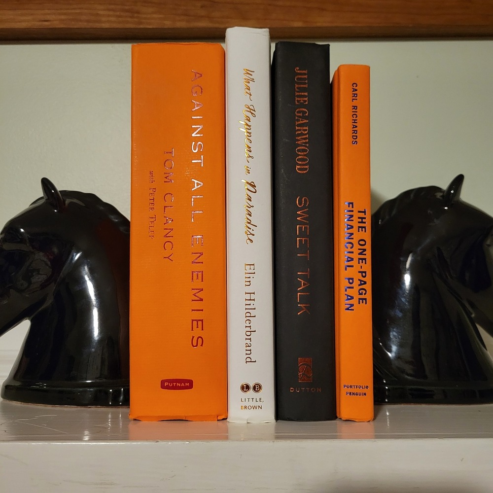 4 Books Home Decor Orange Black White Staging Modern Statement Accent Pop Color‎